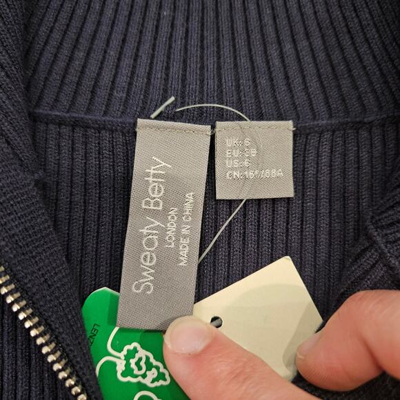 Sweaty Betty Frame Knitted Midi Dress Womens Size S Navy Blue Ribbed NEW Stretch - Picture 7 of 12